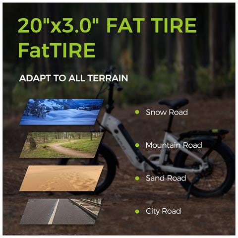 Bici Elettrica 20""×4.0 Fat Tire Bicicletta Elettrica Per Uomo Donna, Mtb Elettrica Con Batteria Rimovibile 48v 13ah, Autonomia Fino A 140km, 8 Velocità Ebike, - Foto 8
