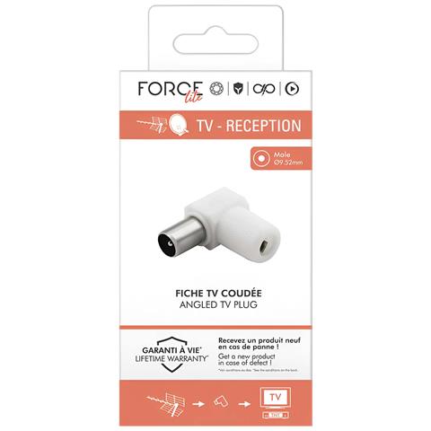 Spina Tv Coassiale 9,52 Mm Angolata A 90° Schermata Maschio, Bianco - Foto 7