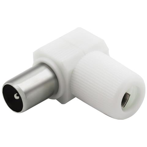 Spina Tv Coassiale 9,52 Mm Angolata A 90° Schermata Maschio, Bianco - Foto 1