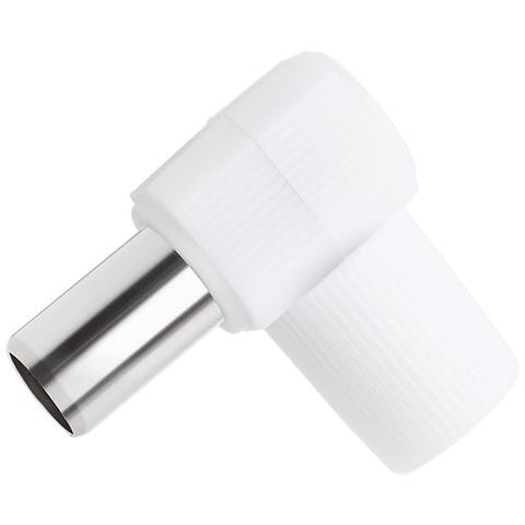 Spina Tv Coassiale 9,52 Mm Angolata A 90° Schermata Maschio, Bianco - Foto 2