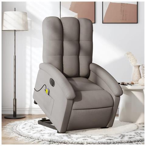 Poltrona Alzapersona Massaggiante Elettrica Tortora In Tessuto - Foto 1