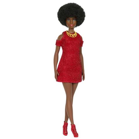 Barbie-fashionistas 221-bambola Con Capelli Neri E Vestito Rosso Hrh18 - Foto 2