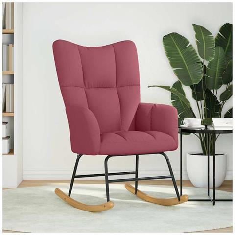 Sedia A Dondolo Rosso Vino In Tessuto - Foto 3