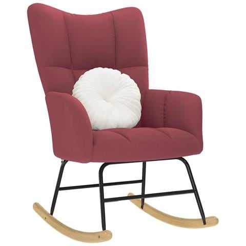 Sedia A Dondolo Rosso Vino In Tessuto - Foto 1