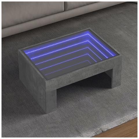 Lusso Casadino -  Tavolino Da Salotto Con Led Infinity Grigio Cemento 70x50x30 Cm - Foto 8