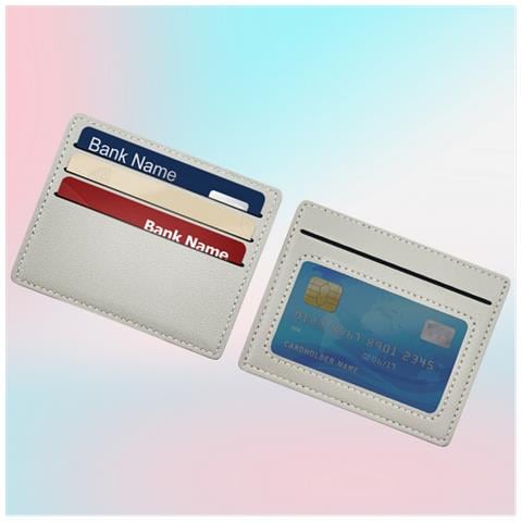 Elegante Porta Carte In Pelle Pu A Doppia Faccia Per 4 Carte Grey - Foto 2