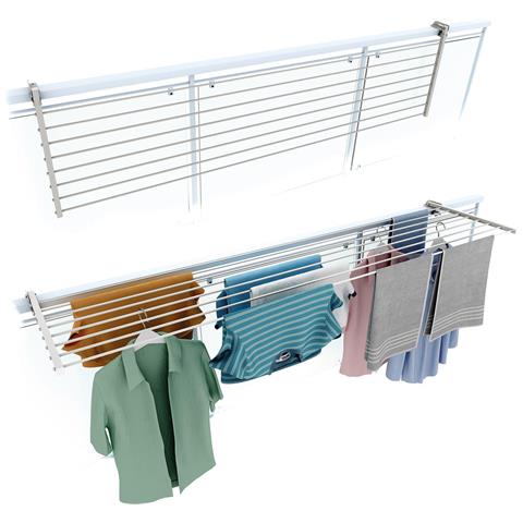 Stendino Da Balcone Esterno 202x63x8 Cm Bianco, Ribaltabile, Ideale Per Ringhiere E Terrazzi - Foto 1