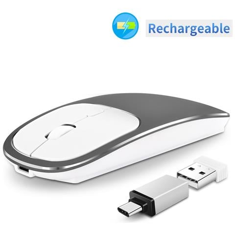 Mouse Ottico Wireless Silenzioso Bnh-wl-59: Bluetooth 5.0 + 2.4g, Ricaricabile, Dpi Regolabile Grey - Foto 1