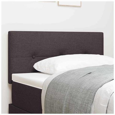 Testiera Bottoni Trapuntati Marrone Scuro 80 cm Tessuto - Foto 2