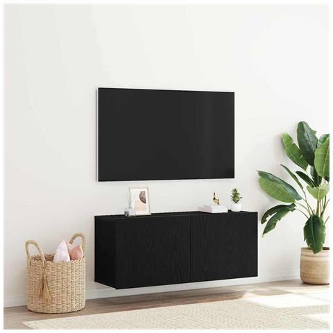 Mobile TV Nero Rovere 100x30x41 cm Legno ingegnerizzato - Foto 2