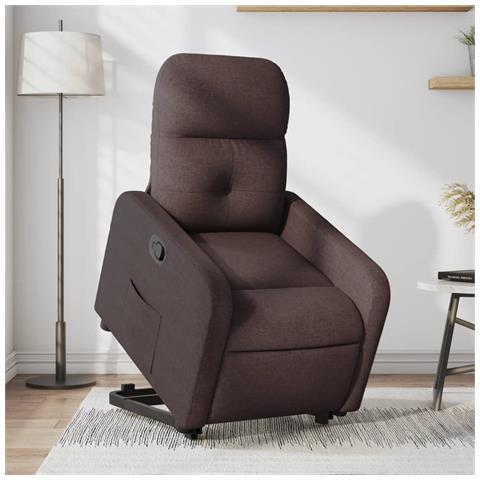 Poltrona Alzapersona Reclinabile Marrone Scuro in Tessuto - Foto 2