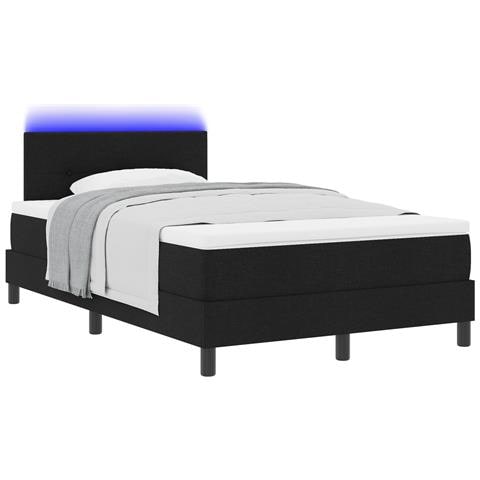 Letto box spring con materasso e illuminazione LED nera 120x190 cm tessuto - Foto 1