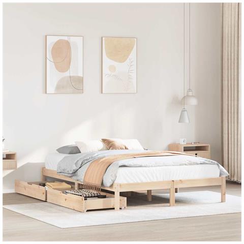 Letto senza Materasso 120x190 cm in Legno Massello di Pino - Foto 2