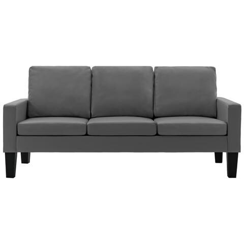 Divano A 3 Posti Grigio In Similpelle - Foto 2