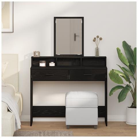 Toeletta  con cassetti Nero Rovere 100x41x140 cm - Foto 2