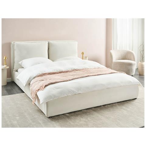 Letto Velluto Bajonna 160 X 200 Cm Bianco Sporco - Foto 1