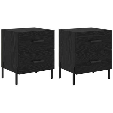 Armadio da Notte 2 pcs Rovere nero 40 x 35 x 47,5 cm - Foto 1