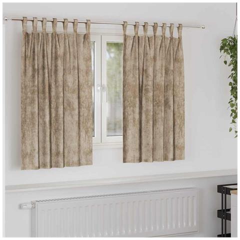 Tenda con tende 2 pcs Champagne 140 x 140 cm Velluto - Foto 2