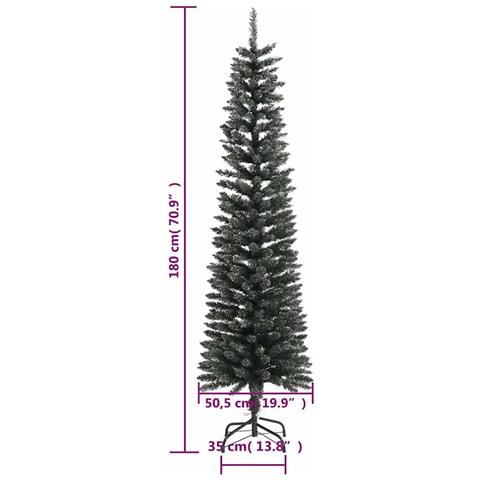 Albero Di Natale Artificiale Sottile Con Base Verde 180 Cm Pvc - Foto 8
