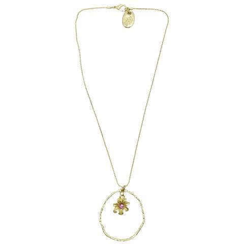 Collana Swing Con Fiore Rosa E Oro - Foto 1