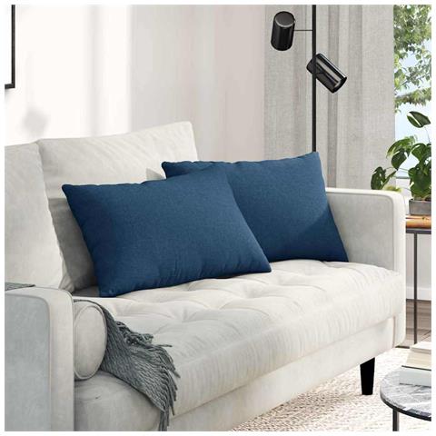 Cuscini da Divano 2 pcs Blu 60 x 40 cm Tessuto - Foto 2
