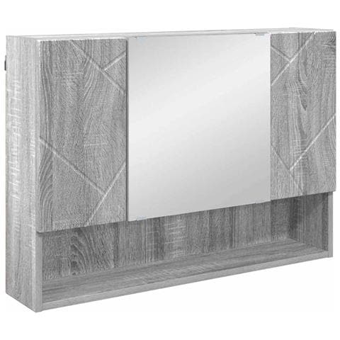 Mobiletto per specchio da bagno Grigio sonoma 80 x 17 x 55 cm - Foto 1