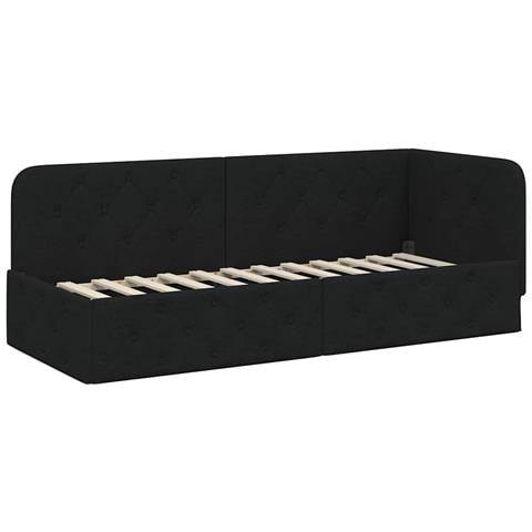 Cornice del letto ad angolo Nero 80 x 200 cm Tessuto - Foto 1