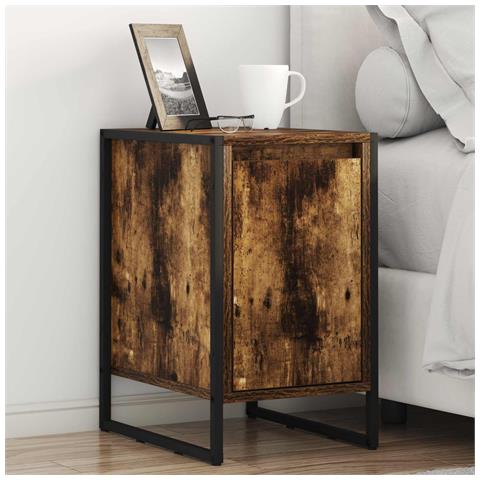 Comodino Quercia Fumosa 39,5 x 30 x 50 cm Legno multistrato - Foto 2