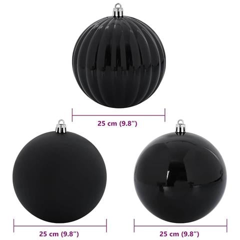 Set di Palle di Natale 3 pcs Nero Plastica - Foto 5