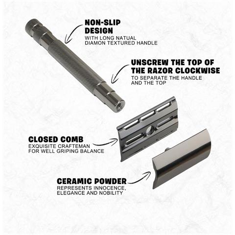 Rasoio Di Sicurezza Manuale A Doppio Taglio Zigrinato Per Una Pelle Liscia, Disponibile In Vari Colori Silver - Foto 6