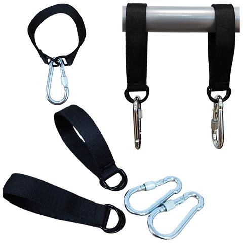 Kit di montaggio per altalena a sospensione, maniglia, morsetto, moschettone, cinghie - Foto 4