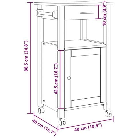 Carrello da Cucina MONZA Nero 48 x 40 x 88,5 cm - Foto 9