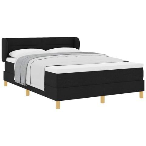 Letto a molle con materasso Nero 140 x 200 cm Tessuto - Foto 1