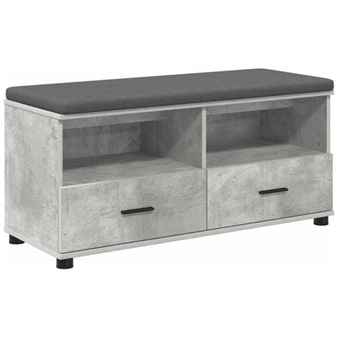 Panca per ingresso con cuscino Grigio Cemento 100 x 38 x 46 cm - Foto 1