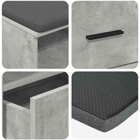 Panca per ingresso con cuscino Grigio Cemento 100 x 38 x 46 cm - Foto 9
