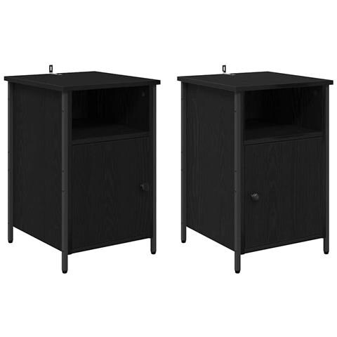 Armadio da Notte 2 pcs Rovere Nero 40 x 42 x 60 cm - Foto 1
