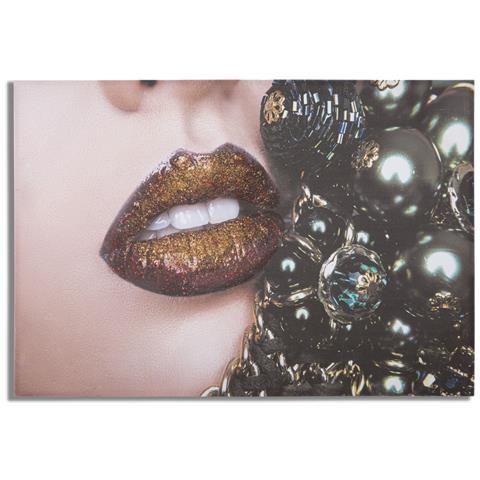 Stampa Su Tela Beautiful Lips Labbra Glamour Con Gioielli 120x80 Cm - Foto 1