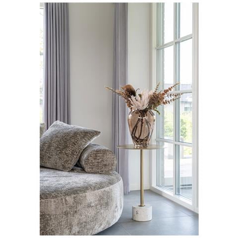 Tavolino Lecco Snello In Ottone E Marmo Bianco Ø41x58 Cm - Foto 5