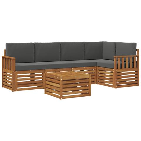 Set divani 6 pcs Naturale e Antracite Legno di Acacia Massello - Foto 1