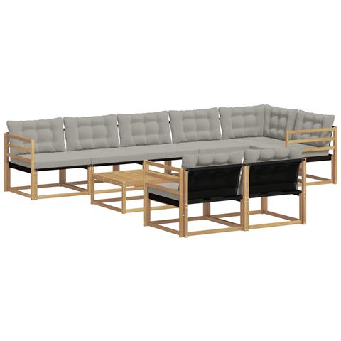 Set di divani da esterno 9 pcs Bianco e Grigio Chiaro - Foto 1