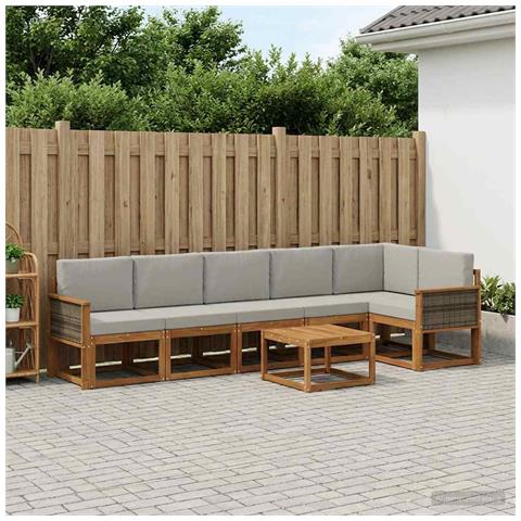 Set di divani da esterno 7 pcs Naturale e Grigio Chiaro - Foto 2