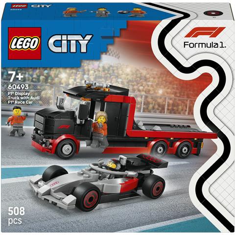 City 60493 Display Truck F1 con Auto da Corsa Audi F1, Giocattolo con 3 Minifigure, Macchina e Camion, Regalo Bambini 7+ - Foto 1