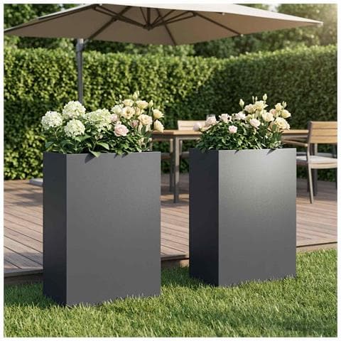 Vaso da giardino 2 pz Antracite 40 x 30 x 75 cm - Foto 2