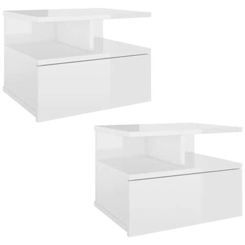 Comodini Pensili 2pz Bianco Lucido 40x31x27cm Legno Multistrato - Foto 2