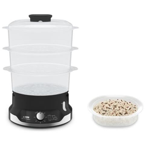 Vaporiera VC204810 Ultracompatto con 3 Contenitori Capacità 9 litri Potenza 800 Watt Colore Nero - Foto 1