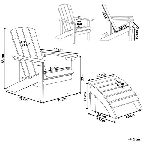 Sedia Da Giardino Con Poggiapiedi Bianco Adirondack - Foto 2