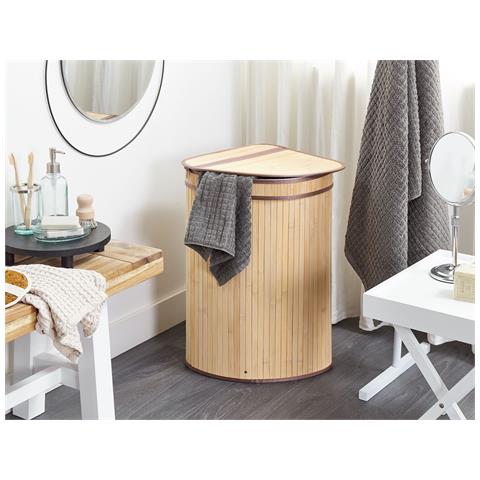 Cestino Badulla Legno Di Bambù Marrone Chiaro 57 L - Foto 1