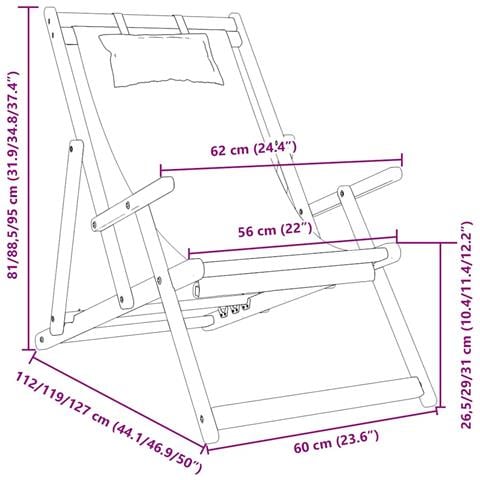 Sedie Da Spiaggia Pieghevoli 2 Pz Crema In Tessuto - Foto 2