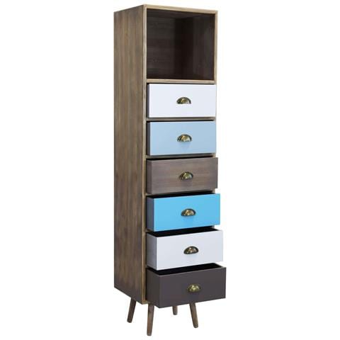 Mobiletto A Colonna In Legno Con 6 Cassetti Colorati E 1 Ripiano France - Foto 2