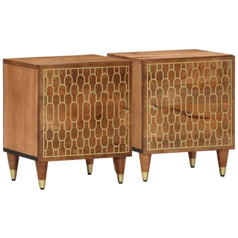 Comodini 2pz 40x33x46 Cm In Legno Massello Di Mango - Foto 1